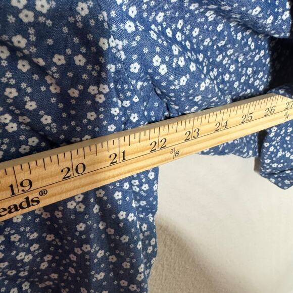 Avenue Blue Floral Button Front Tunic Top Women’s 18/20 Plus Roll Tab Sleeve - Picture 3 of 9